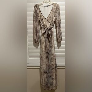 Long sleeve snake print maxi dress